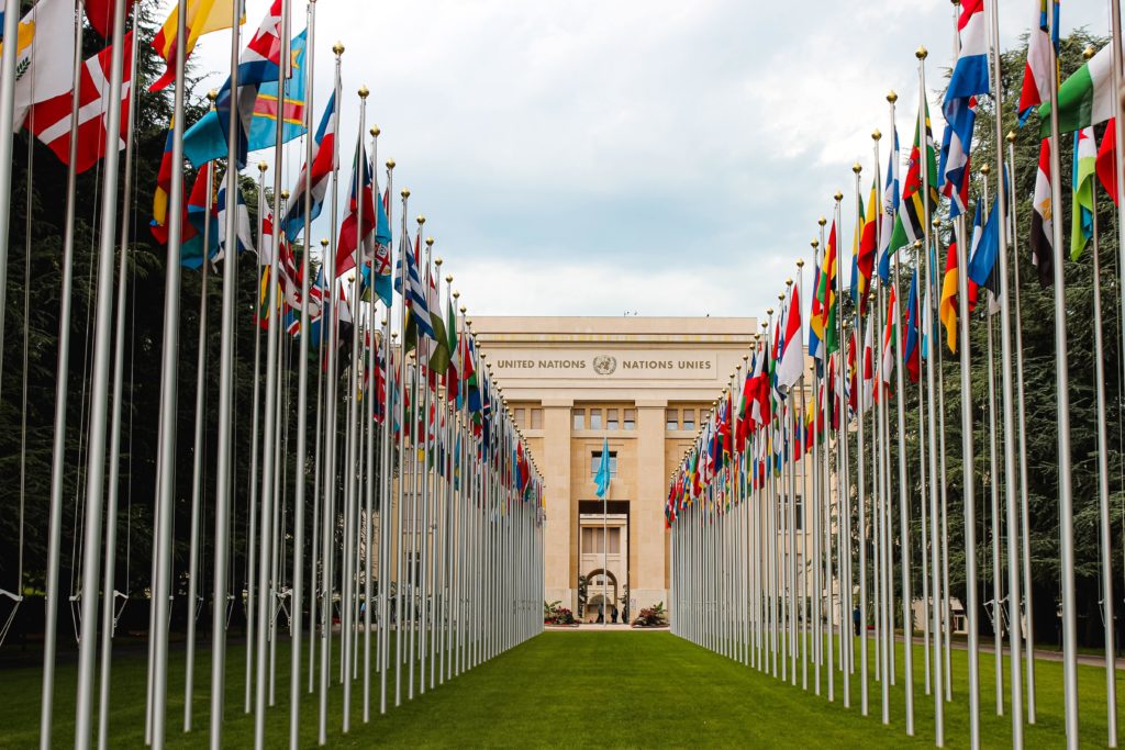 United Nations in Geneva, place of international relations, international law and human rights.